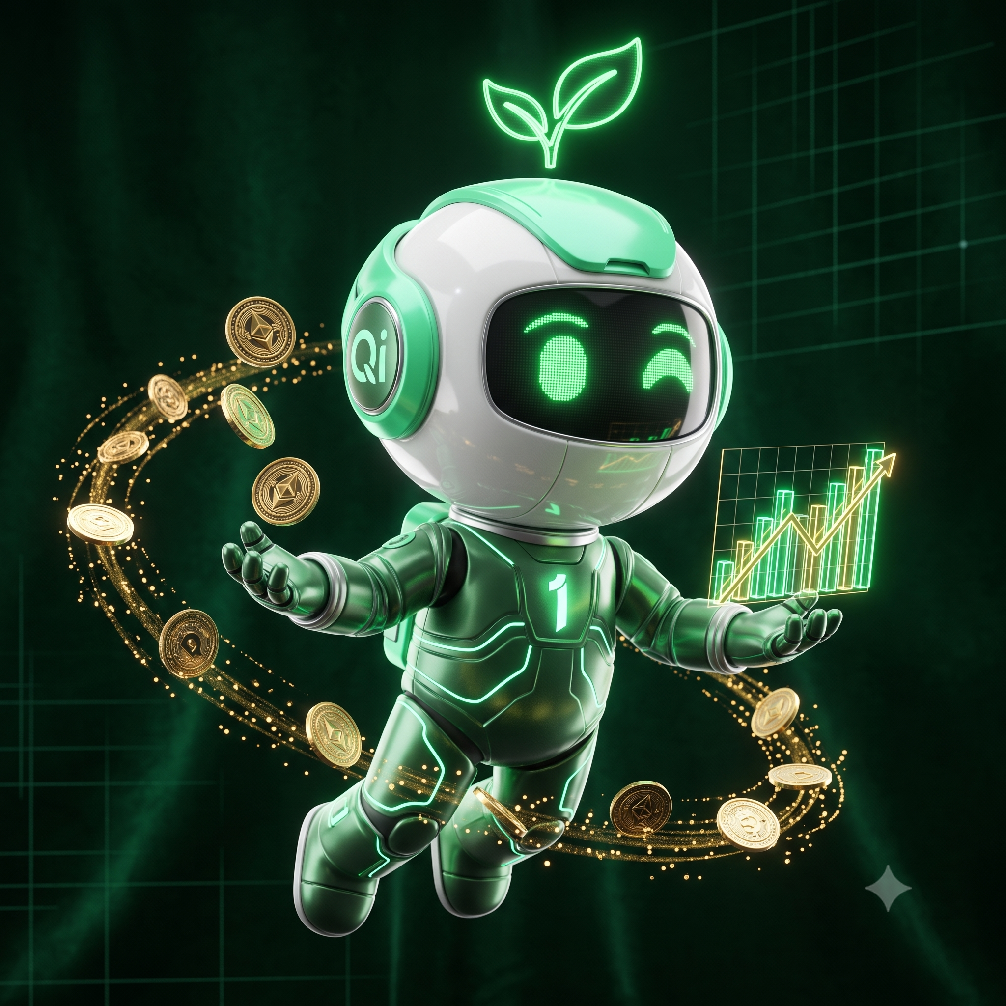 Qi Bot Mascot — 6 AI Agents